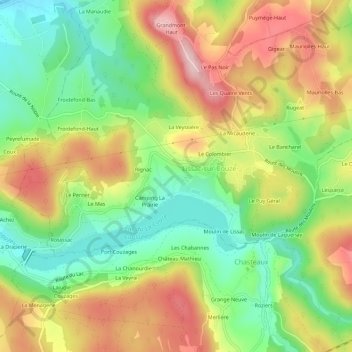 Mapa topográfico Le Terme Bas, altitude, relevo