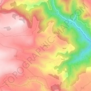 Mapa topográfico Chastre, altitude, relevo