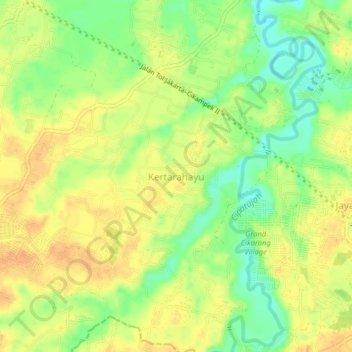 Mapa topográfico Kertarahayu, altitude, relevo