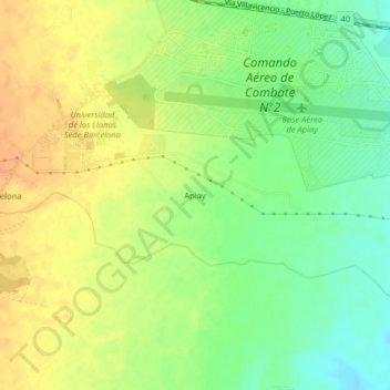 Mapa topográfico Apiay, altitude, relevo