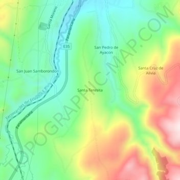 Mapa topográfico Santa Teresita, altitude, relevo
