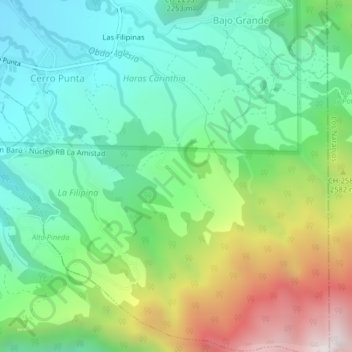 Mapa topográfico Las Cumbres, altitude, relevo