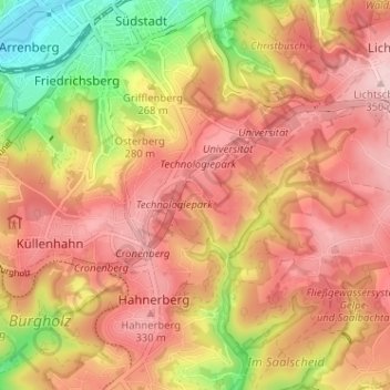 Mapa topográfico Eichholz, altitude, relevo