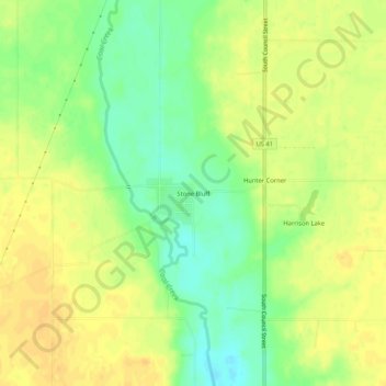Mapa topográfico Stone Bluff, altitude, relevo