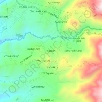 Mapa topográfico GRADAS, altitude, relevo