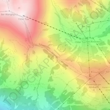 Mapa topográfico Penkenjoch, altitude, relevo