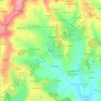 Mapa topográfico Le Brûlé, altitude, relevo