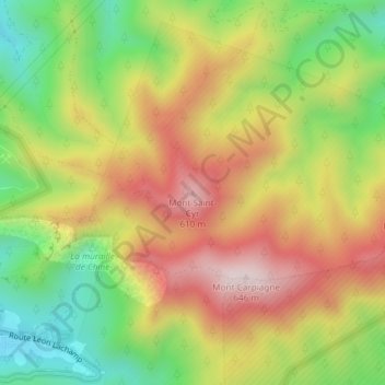 Mapa topográfico Mont Saint-Cyr, altitude, relevo