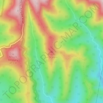 Mapa topográfico Mount Jerusalem, altitude, relevo
