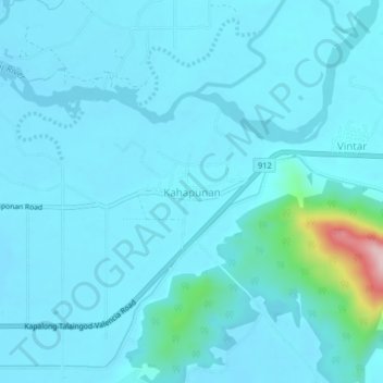 Mapa topográfico Kahapunan, altitude, relevo