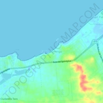 Mapa topográfico Santo Domingo, altitude, relevo