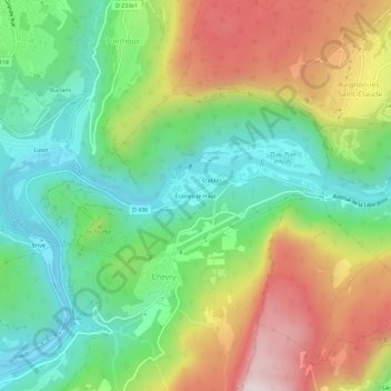 Mapa topográfico Étables-le-Haut, altitude, relevo