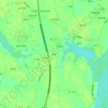 Mapa topográfico 胡家, altitude, relevo