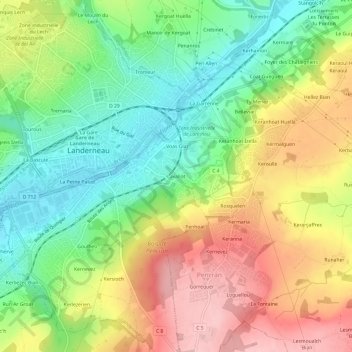 Mapa topográfico Lavallot, altitude, relevo