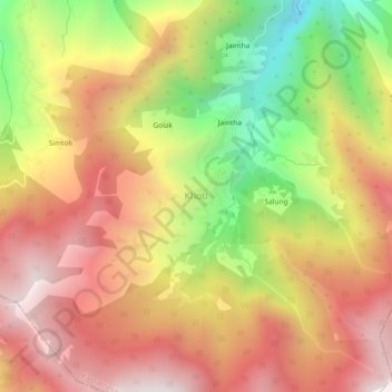 Mapa topográfico Khoti, altitude, relevo