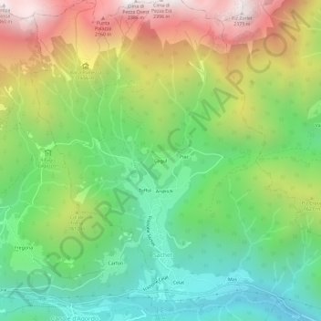 Mapa topográfico Cogul, altitude, relevo