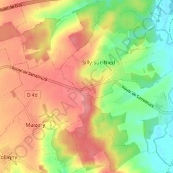 Mapa topográfico Landremont, altitude, relevo
