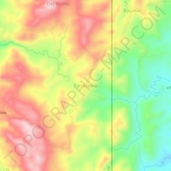 Mapa topográfico Patrocenio, altitude, relevo