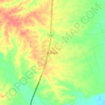 Mapa topográfico El Cruce, altitude, relevo