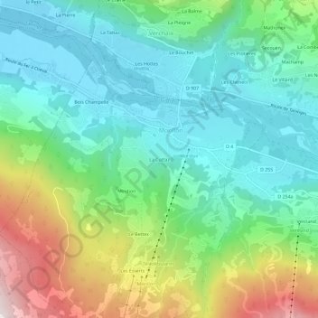 Mapa topográfico La Cuttaz, altitude, relevo