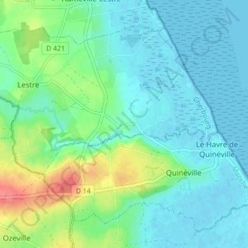 Mapa topográfico Le Bourg, altitude, relevo