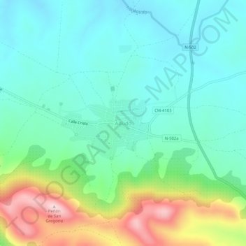 Mapa topográfico Agudo, altitude, relevo