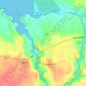 Mapa topográfico Bouret, altitude, relevo