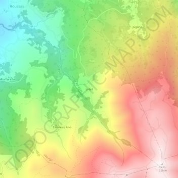 Mapa topográfico Lobiô, altitude, relevo
