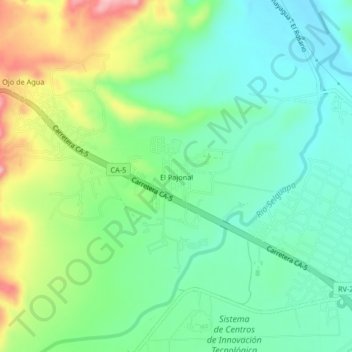 Mapa topográfico El Pajonal, altitude, relevo