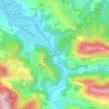 Mapa topográfico La Moulasse, altitude, relevo