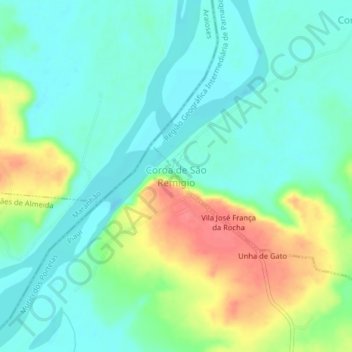 Mapa topográfico Coroa de São Remigio, altitude, relevo