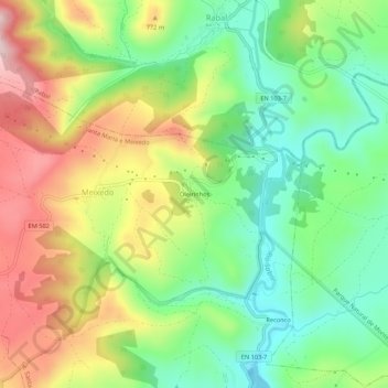 Mapa topográfico Oleirinhos, altitude, relevo