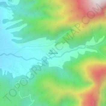 Mapa topográfico Aligodon, altitude, relevo