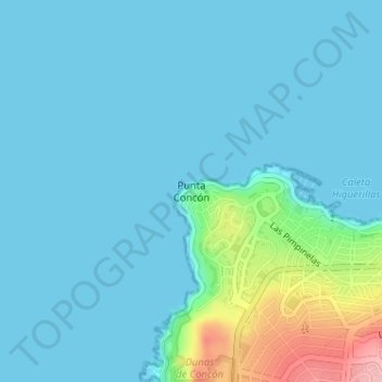 Mapa topográfico Punta Concón, altitude, relevo