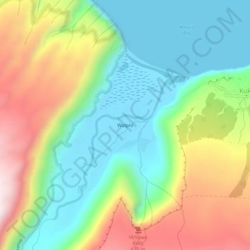 Mapa topográfico Waipio, altitude, relevo