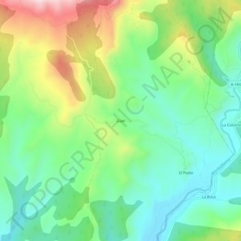 Mapa topográfico Güel, altitude, relevo