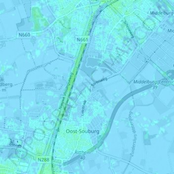 Mapa topográfico Groot-Abeele, altitude, relevo