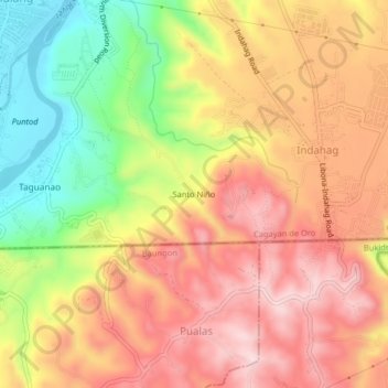 Mapa topográfico Santo Niño, altitude, relevo
