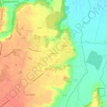 Mapa topográfico La Ruette, altitude, relevo