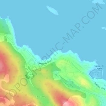Mapa topográfico Dolphin Beach, altitude, relevo