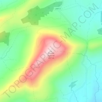 Mapa topográfico Mount Gabriel, altitude, relevo