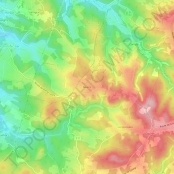 Mapa topográfico Revers, altitude, relevo