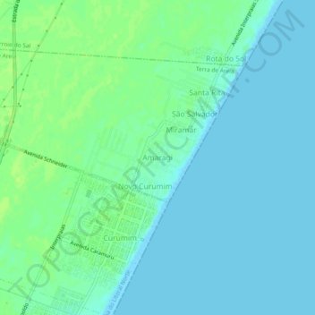 Mapa topográfico Amaragi, altitude, relevo