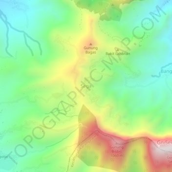 Mapa topográfico Sega, altitude, relevo