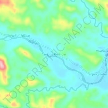 Mapa topográfico Tanjung Beringin, altitude, relevo