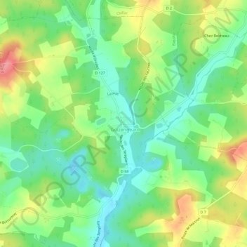 Mapa topográfico Chez Thomas, altitude, relevo