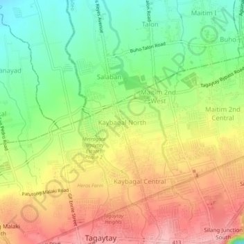 Mapa topográfico Kaybagal North, altitude, relevo
