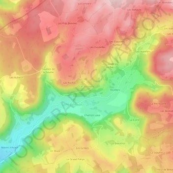 Mapa topográfico Les Bastiens, altitude, relevo