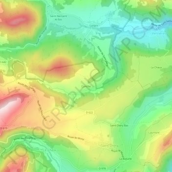 Mapa topográfico Conche, altitude, relevo