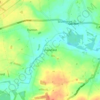 Mapa topográfico Shereford, altitude, relevo